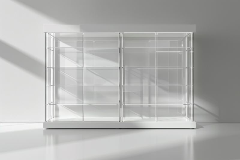 Gablota półkowa z plexi bezbarwnej wielopoziomowa ekspozycja
