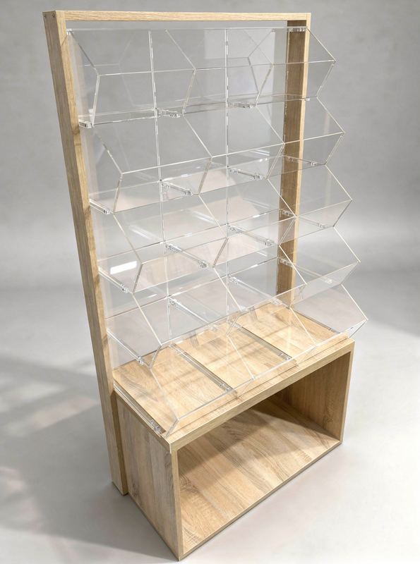 Regał podłogowy meblowy z plexi na cukierki sklep spożywczy